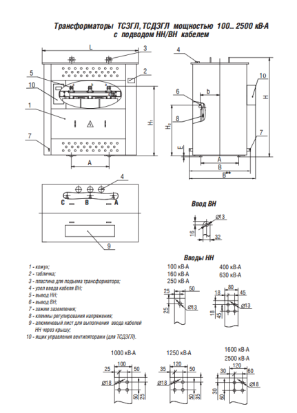 ТСЗГЛ 1000/6,3/0,4 Д/Ун-11 У3 трансформатор НН/ВН