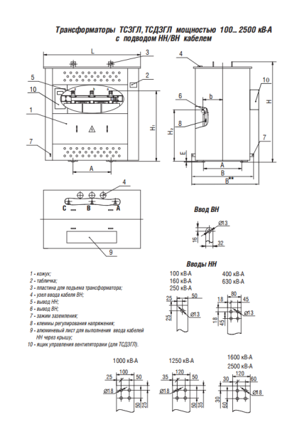 ТСДЗГЛ 1600/6/0,4 Д/Ун-11 У3 трансформатор НН/ВН